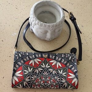 Tory Burch Black and Red Floral Clutch